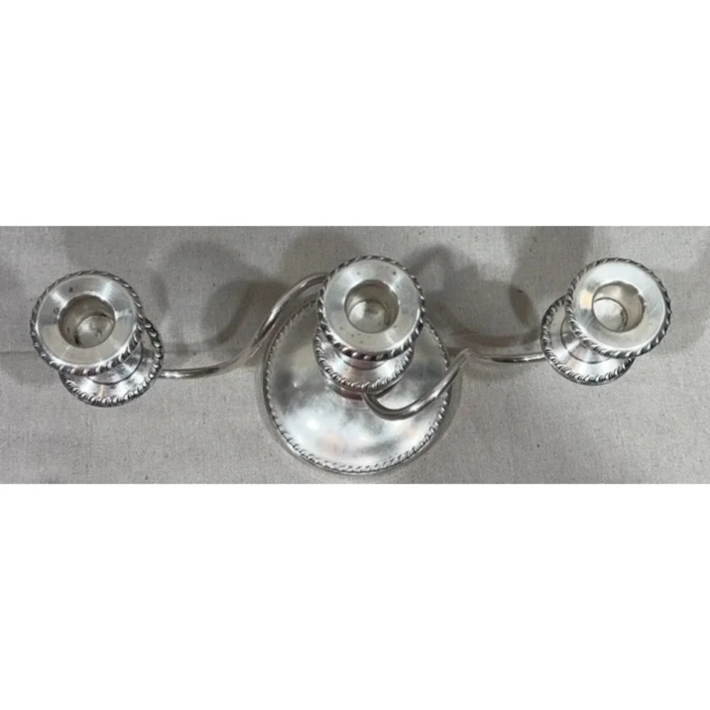 Sheffield Silver Co 3 Light Candelabra Silver Plate Gadroon Trim 12 Inch Wide